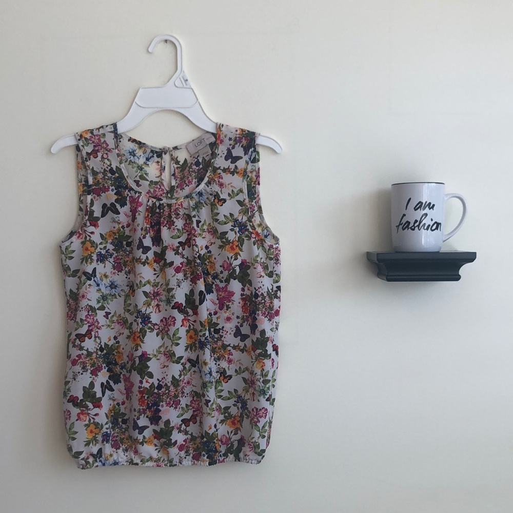 Colorful Garden Printed Loft Sleeveless Blouse